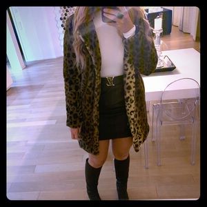 Faux fur leopard coat in perfect conditions